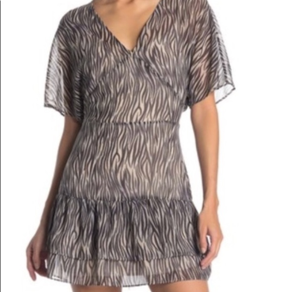 All Saints Zebra Print Mini Dress - Black and Cream